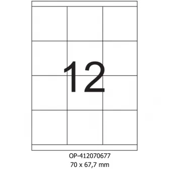 Etichete albe autoadezive 12/A4, 70 x 67,7 mm, 100 coli/top, Optima