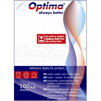 Etichete albe autoadezive Optima 2/A4, 105 x 297 mm, 100 coli/top