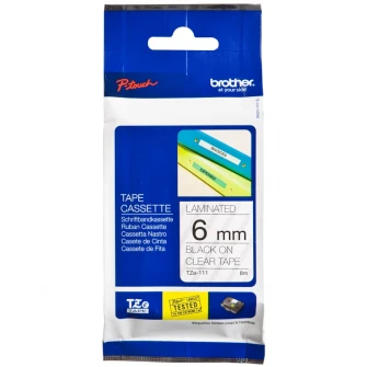 Etichete laminate Brother TZE111 Black on Clear, 6mm