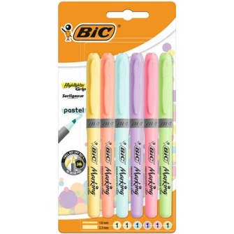 Evidentiator Brite Liner Grip Pastel Bl/6 - bleu. galben pal. roz pal. lime. violet. corai