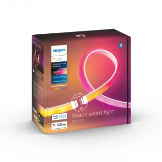Extensie banda LED RGB inteligenta Philips Hue Gradient Lightstrip, 12.3W, 900 lm, lumina alba si colorata, IP20, Silicon, 100 cm