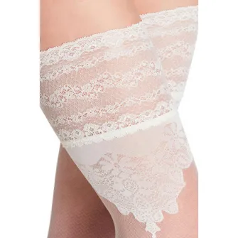 Falke, Dres cu banda si dantela decorativa Ceremonial - 20 DEN, Alb murdar, 9.5-10