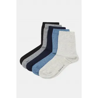 Falke, Set de sosete lungi Esprit - 5 perechi, Negru, Gri melange, Albastru melange, 23-26 EU