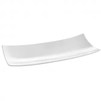Farfurie servire dreptunghiulara Hendi, model Bark, portelan, 35,2x14,6x(H)4 cm