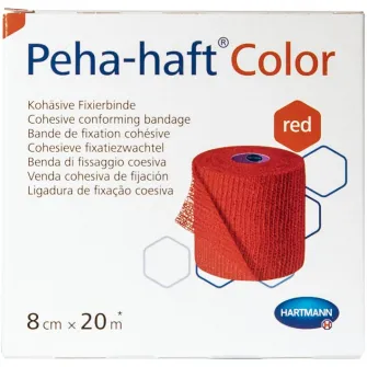 Fasa elastica autoadeziva Hartmann, Peha-haft, rosu, 8 cm x 20 m