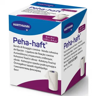 Fasa elastica de fixare Hartmann, Peha-Haft, Autoadeziva, Fara latex, 6 cm x 4 m