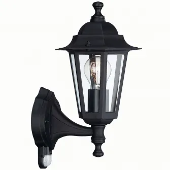 Felinar iluminat exterior Philips Peking, cu senzor de miscare, E27, IP44, 37x17.5x22 cm, Aluminiu/Sticla, Negru