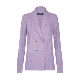FELIX HARDY, Cardigan din amestec de bumbac cu model torsade, Lila, S