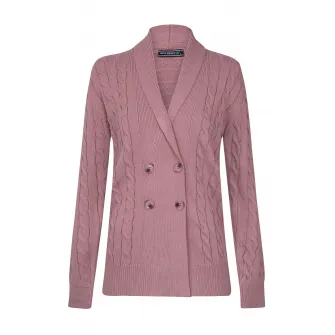 FELIX HARDY, Cardigan din amestec de bumbac cu model torsade, Roz prafuit, S