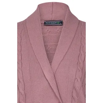 FELIX HARDY, Cardigan din amestec de bumbac cu model torsade, Roz prafuit, S
