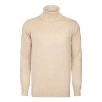 Felix Hardy, Pulover de bumbac cu guler inalt, Bej deschis, 2XL
