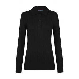 Felix Hardy, Pulover polo cu model torsade, Negru, XL
