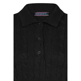 Felix Hardy, Pulover polo cu model torsade, Negru, XL