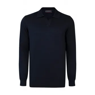 Felix Hardy, Pulover polo de bumbac cu decolteu in V, Albastru ultramarin, M