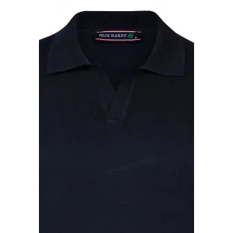 Felix Hardy, Pulover polo de bumbac cu decolteu in V, Albastru ultramarin, M