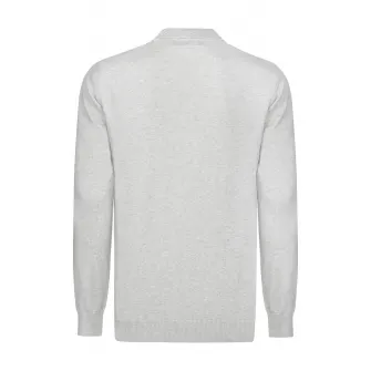 Felix Hardy, Pulover polo de bumbac cu decolteu in V, Gri deschis melange, M