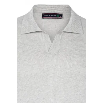 Felix Hardy, Pulover polo de bumbac cu decolteu in V, Gri deschis melange, M