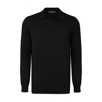Felix Hardy, Pulover polo de bumbac cu decolteu in V, Negru, M