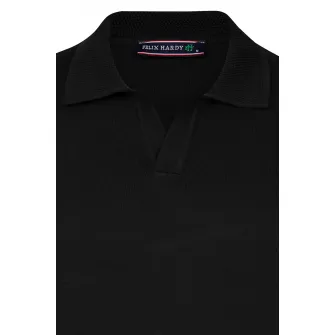 Felix Hardy, Pulover polo de bumbac cu decolteu in V, Negru, M