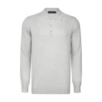 Felix Hardy, Pulover polo de bumbac, Gri deschis melange, M