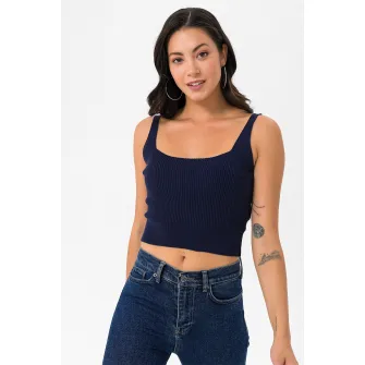 Felix Hardy, Top crop cu aspect striat, Bleumarin, XL
