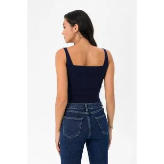 Felix Hardy, Top crop cu aspect striat, Bleumarin, XL