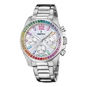 Festina, Ceas cronograf cu coroana cu zirconia, Argintiu