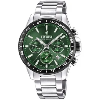 Festina, Ceas cronograf din otel inoxidabil, Argintiu