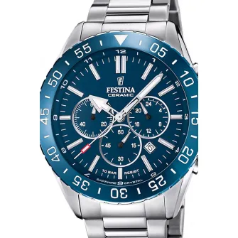 Festina, Ceas cronograf din otel inoxidabil, Argintiu