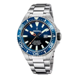 Festina, Ceas din otel inoxidabil cu cadran cu logo, Argintiu