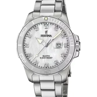 Festina, Ceas din otel inoxidabil cu cadran cu logo, Argintiu