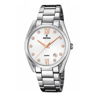 Festina, Ceas din otel inoxidabil cu cristale zirconia, Argintiu