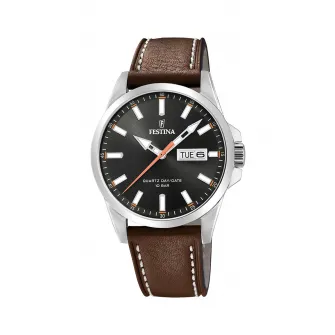 Festina, Ceas rotund cu o curea de piele, Maro