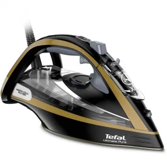 Fier de calcat cu abur Tefal Ultimate Pure FV9847E0, 3200W, abur 260g/min, 350ml, colector anticalcar, oprire automata, Negru/auriu