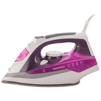 Fier de calcat Daewoo DSI20P, Talpa ceramica, 2400 W, 350 ml, 55 g/min, abur vertical, auto curatare, maner cauciucat, Violet