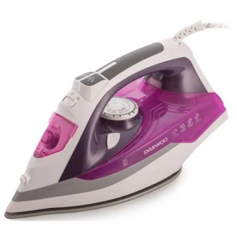 Fier de calcat Daewoo DSI20P, Talpa ceramica, 2400 W, 350 ml, 55 g/min, abur vertical, auto curatare, maner cauciucat, Violet