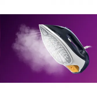 Fier de calcat Philips Azur DST7030/20, 2800W, debit de abur continuu de 50g/min si jet de abur de 250 g, talpa SteamGlide Plus, rezervor de 300ml si sistem de curatare automata cu rezervor integrat pentru calcar, oprire automata de siguranta, albastru