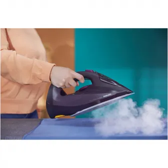 Fier de calcat Philips Azur DST7061/30, 3000W, debit de abur de 55g/min si jet de abur de 250 g, talpa SteamGlide Elite, rezervor de 300ml si sistem de curatare automata cu rezervor integrat pentru calcar, oprire automata de siguranta, violet