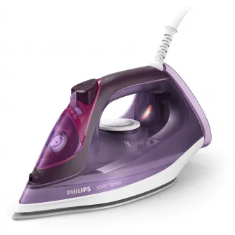 Fier de calcat Philips DST3041/30 seria 3000, 2600W, talpa ceramica, abur 40 g/min, jet de abur 200 g, capacitate rezervor 300ml, glisor anticalcar, sistem anti picurare, cutie de depozitare rezistenta la caldura, Mov