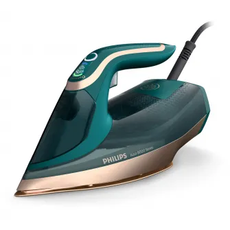 Fier de calcat Philips DST8030/70 Seria8000, 3000W, OptimalTemp, talpa Steamglide Elite si DinamiQ, pompa Turbosteam Abur 70 g/min, jet de abur 240 g, capacitate rezervor 350ml, Detartrare Quick Calc Release, oprire automata, sistem antipicurare, Turcoaz
