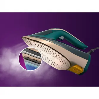 Fier de calcat Philips DST8030/70 Seria8000, 3000W, OptimalTemp, talpa Steamglide Elite si DinamiQ, pompa Turbosteam Abur 70 g/min, jet de abur 240 g, capacitate rezervor 350ml, Detartrare Quick Calc Release, oprire automata, sistem antipicurare, Turcoaz