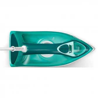 Fier de calcat Philips Seria 3000, putere 2400W, jet continuu de abur 40g/min, culoare turcoaz, rezervor de apa 300ml, talpa ceramica, oprire automata.