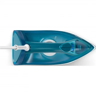 Fier de calcat Philips Seria 3000, putere 2600W, jet continuu de abur 40g/min, culoare albastru deschis, rezervor de apa 300ml, talpa ceramica, oprire automata.