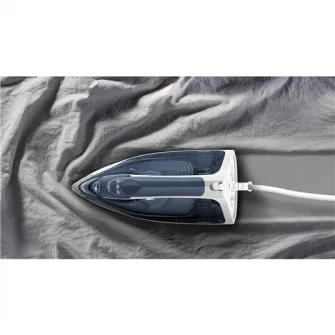 Fier de calcat Tefal Express Steam FV2837E0, 2400W, jet de abur 165 g/min, abur variabil 0-35 g/min, 270 ml, talpa Cerilium, alb/ albastru