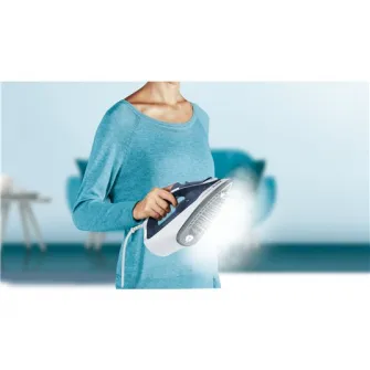 Fier de calcat Tefal Express Steam FV2837E0, 2400W, jet de abur 165 g/min, abur variabil 0-35 g/min, 270 ml, talpa Cerilium, alb/ albastru
