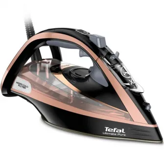 Fier de calcat Tefal Ultimate Pure FV9867E0, 3000W, Talpa Durilium AirGlide Autoclean, jet de aburi 260g/min, tehnologie Micro-Calc Filter 2in1, negru
