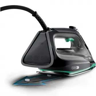 Fier de calcat TexStyle 5 SI5277GR, 2700W, jet de abur 220g/min, abur variabil 0-50 g/min, talpa SuperCeramic, rezervor 300 ml, tehnologie FreeGlide, oprire automata, sistem antipicurare, negru/verde