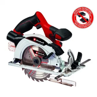 Fierastrau circular de mana pe acumulator Einhell TE-CS 18/165-1 Li - Solo, 18 V, tehnologia PXC, 4200 RPM, 165 mm x 20 mm lama taiere, 54 mm adancime maxima taiere, fara acumulator/incarcator