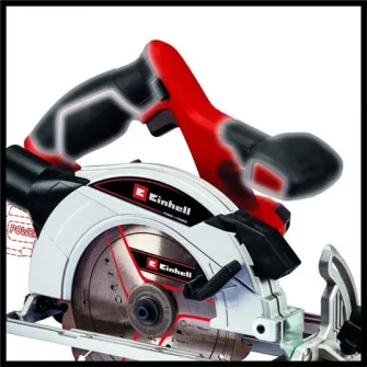 Fierastrau circular de mana pe acumulator Einhell TE-CS 18/165-1 Li - Solo, 18 V, tehnologia PXC, 4200 RPM, 165 mm x 20 mm lama taiere, 54 mm adancime maxima taiere, fara acumulator/incarcator
