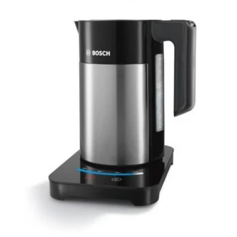 Fierbator apa Bosch TWK7203, 2200 W,1.7 L, setare 7 temperaturi, Keep Warm Function,Filtru anti-calcar detasabil, Negru/Inox